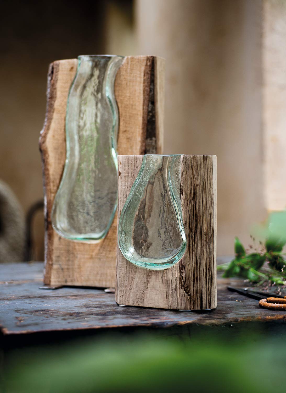 Amazon.co.jp: LEONARDO (レオナルド) フラワーベース ガラス/ウッド